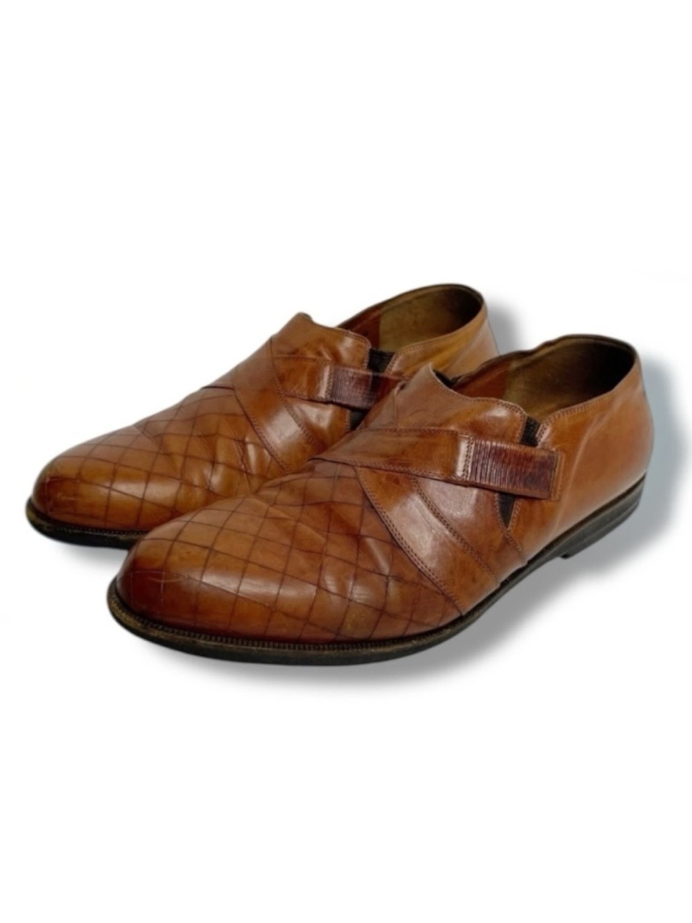 Vintage Lorenzo Banfi Milano Italy Brown Leather Dress Loafers Size 8 Handmade